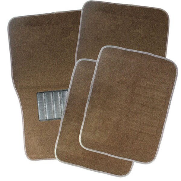 Oxgord Universal Brown Car 4 Piece Floor Mats Dark Beige Tan