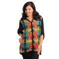 Stanzino Women's Plus Size Button Down Floral Contrast Shirt