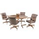 Casual Dining Brown Cushion Wood/ Metal Rolling Caster Chair