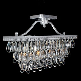 Crystal Glass Drop Silver Flush Mount Chandelier