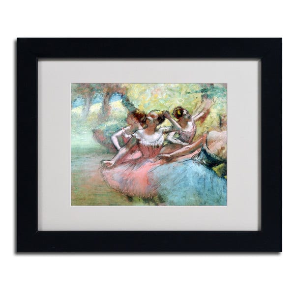 Edgar Degas 'Four Ballerinas on the Stage' Matted Giclee Print Framed Art
