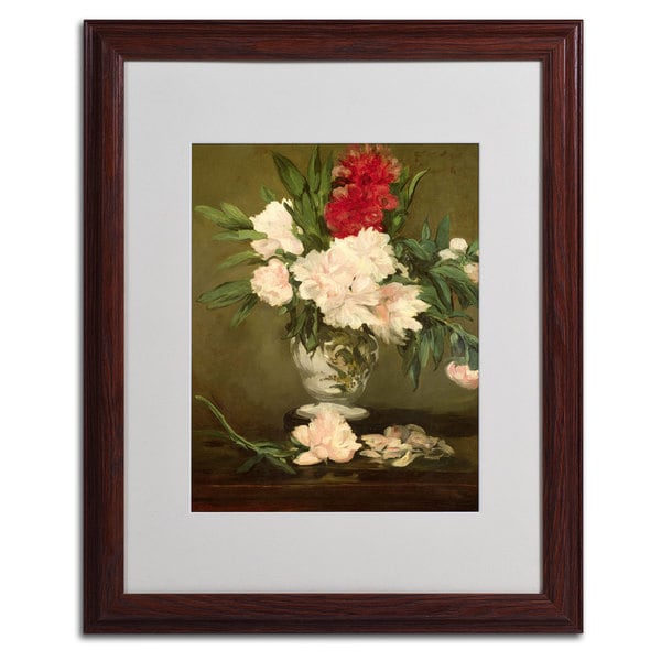 Edouard Manet 'Vase of Peonies' Framed Matted Art