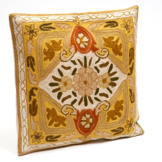 Kashmiri Floral Chain-Stitched Cushion Cover (India)