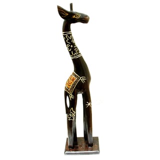 [1] Handcrafted Eggshell\ Gold 24-inch Giraffe Figurine (Indonesia)
