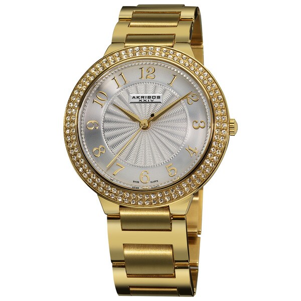 Akribos XXIV Men's Swiss Quartz Swarovski Crystal Stainless Steel Bracelet Watch