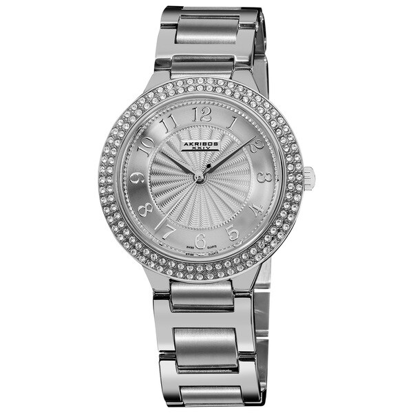 Akribos XXIV Women's Swiss Quartz Swarovski Crystal Stainless Steel Bracelet Watch