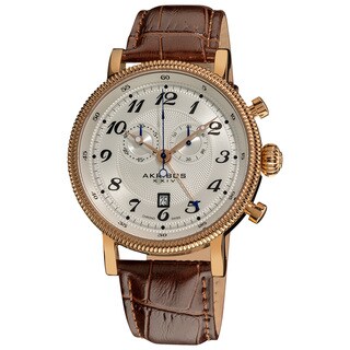 Akribos XXIV Men's Swiss Collection Leather Strap Chronograph Watch