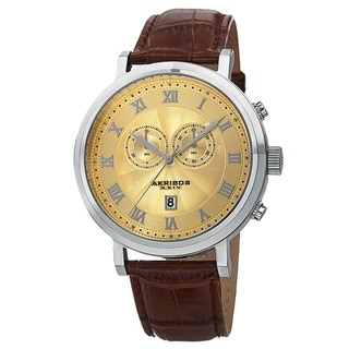 Akribos XXIV Men's Leather Strap Swiss Collection Chronograph Watch