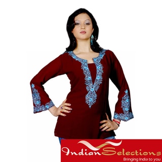 Women's Burgundy Soft Crepe Kurti/ Tunic (India)