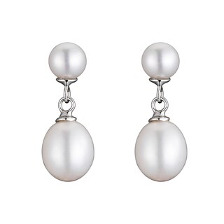 Collette Z Sterling Silver White Pearl Drop Earrings (8-21 mm)