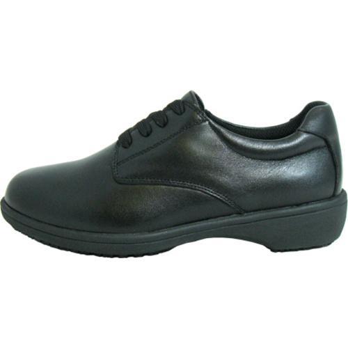 Women's Genuine Grip Footwear Slip-Resistant Oxford Casual Black Soft Full Grain Leather