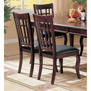 Dark Cherry and Leatherette Side Chairs (Set of 2)