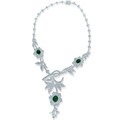 Collete Z Sterling Silver White and Green CZ Heavy Flower Necklace