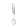 Collete Z Sterling Silver Cubic Zirconia White Pearl Dangling Earrings