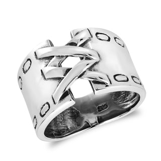 Sterling Silver Unique Foxy Wide Corset Ring (Thailand)