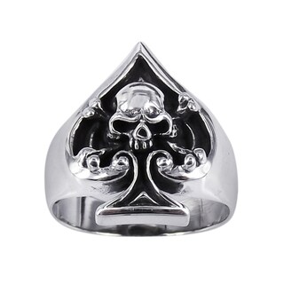 Sterling Silver Unique Skull in Spade Poker Ring (Thailand)