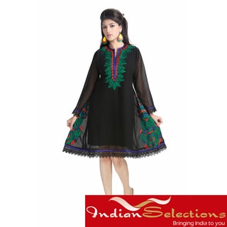 Black Micro Georgette Laces Kurti Tunic (India)