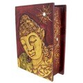 Gold Accented Hand-Carved Buddha Book-Style Storage Box (Indonesia)