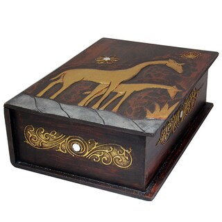 Low Price 13-Inch Carved Giraffe Book Style Box (Indonesia)