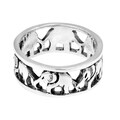Cut Out Thai Elephant Family Caravan Sterling Silver Ring (Thailand)