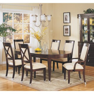 Dark Cherry Oval Dining Table with 20-inch Leaf