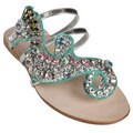 Miu Miu Women's Rhinestone Seahorse Metallic Sandals