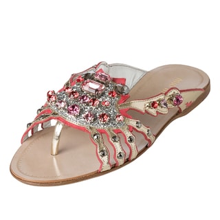 Miu Miu Women's Rhinestone Encrusted Metallic Sandals