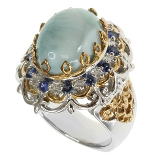 Michael Valitutti Two-tone Larimar and Blue Sapphire Ring