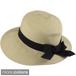 Journee Collection Women's Ribbon Accent Braided Paper Hat-Image