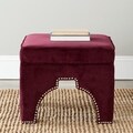 Safavieh Sahara Bordeaux Red Nailhead Ottoman