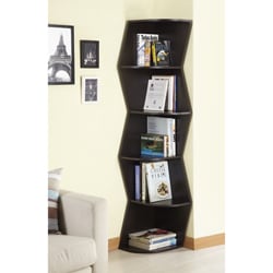 Compare Price Furniture of America Waverly Modern Walnut 6-tier Corner Bookcase/ Display Cabinet