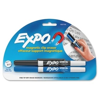 Expo Black and Blue Marker with Magnetic Clip Eraser Whiteboard Holder