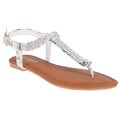 Riverberry Women's White Rhinestone T-strap Sandals