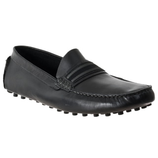 Steve Madden Men's 'Marra' Black Leather Moc-Toe Driver Shoes