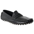Steve Madden Men's 'Marra' Black Leather Moc-Toe Driver Shoes