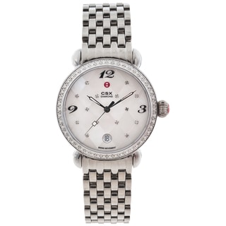 Michele Women's 'CSX' Quilted Mother of Pearl Diamond-accented Watch