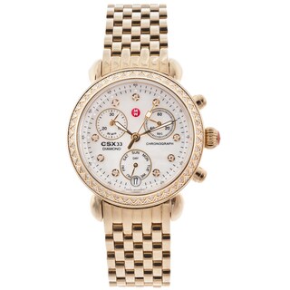 Michele Women's 'CSX' Diamond Bezel Gold-tone Chronograph Watch