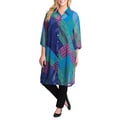 La Cera Women's Plus Size Short Sleeve Sheer Floral Printed Duster