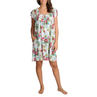 La Cera Women's Floral Printed Scoop Neck Chemise