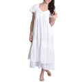 La Cera Women's Embroidered Layered Short Sleeve Tiered Gown