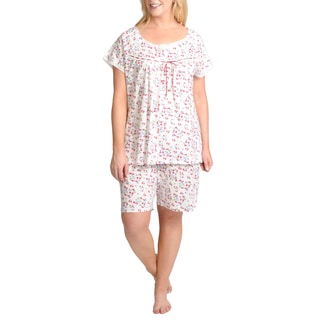 La Cera Women's Plus Size 2-piece Floral Printed Pajama Set