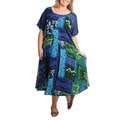 La Cera Women's Plus Size Short Sleeve 2-layer Leaf Print Dress