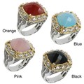 Michael Valitutti Two-tone Chalcedony and Cubic Zirconia Ring