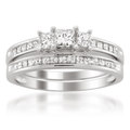 Platinum 1ct TDW Princess-cut Diamond Bridal Ring Set (H-I, I1-I2)