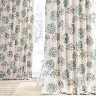 Allium Blue and Grey Printed Cotton Curtain Panel