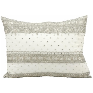 Mina Victory Luminecence Ivory Beaded 14 x 20-inch Decorative Pillow by Nourison