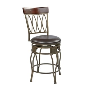 Cosmo 24-inch Ash Metal Upholstered Swivel Barstool