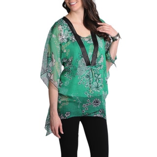 La Cera Women's Floral Printed Kimono Top