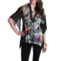 La Cera Women's Floral Printed Kimono Top