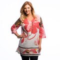 La Cera Women's Floral Printed Embroidered and Beaded Tunic